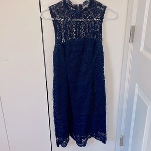 Beautiful crocheted navy blue dress